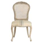 French style craved wood rattan back linen fabric wedding chair and event chairs
