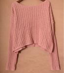 Autumn Modern Purple Womens Crop Top Sweater 100% Polyester