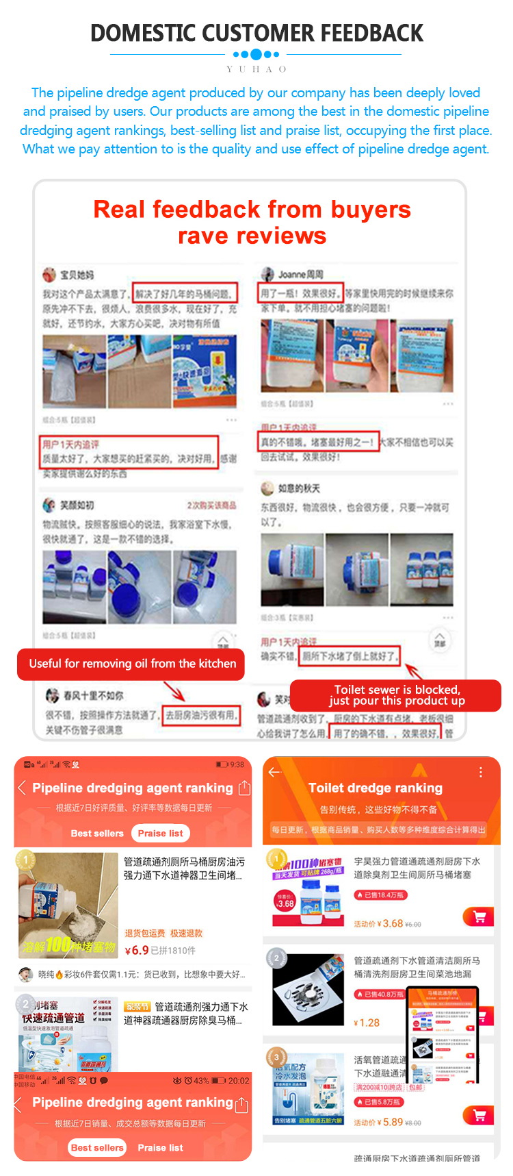 OEM Chemical Magic Drain Cleaner Powder Anti Corrosion Eliminate Odors