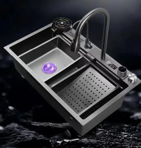 China 304 Stainless Steel Utility Sink Digital Waterfall Kitchen Sink factory