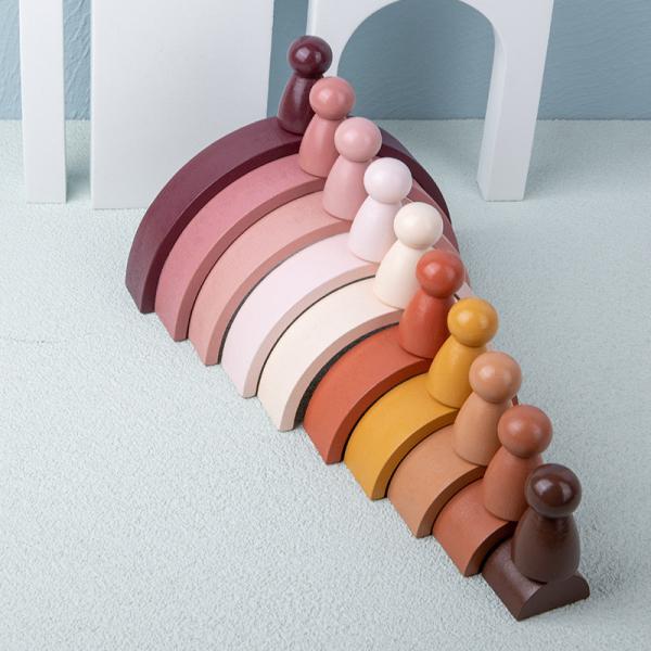 Montessori Rainbow Building Block Baby Wooden Toy Safe Non-toxic DIY Creative