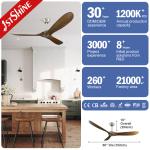 Modern App-Controlled Commercial Low Voltage Nordic Wooden Ceiling Fan for