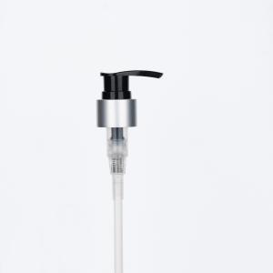 China 24/410 Black and Silver High-necked Electroplated Aluminum Plastic Pump Head for Shower Gel Bottle factory