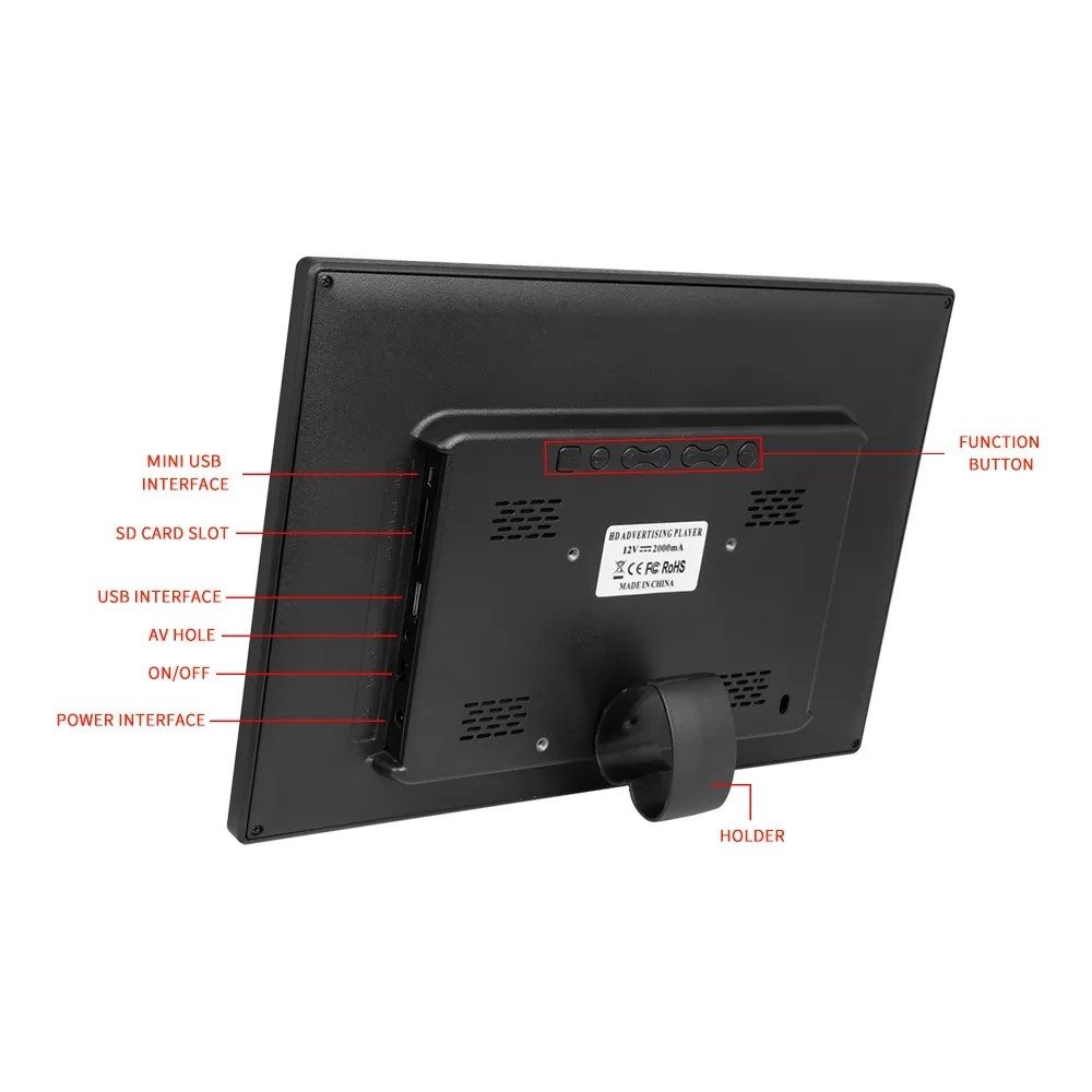 AC 5V 1A-2A Digital Smart Photo Frame 15inch LCD Video Screen