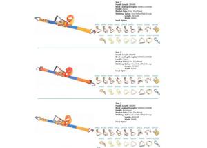 China 800kg - 10000kg Cargo Lashing Tie Down Ratchet Straps with Various Fittings and CE Certificate factory