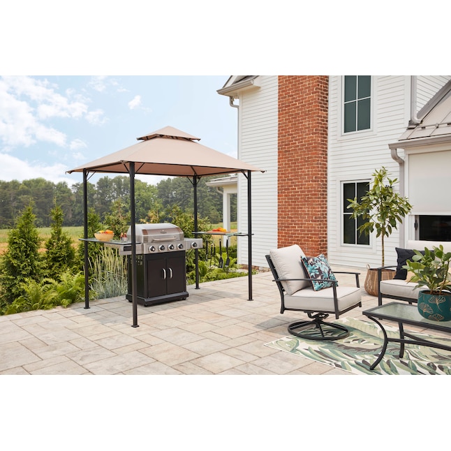 Outdoor Patio Grill Gazebo Tent AJUNION 5x8 Double Tiered BBQ Canopy with Steel Frame
