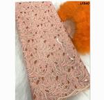 2019 Nigeria Best selling emerald green flowers embroidery sarees african tulle