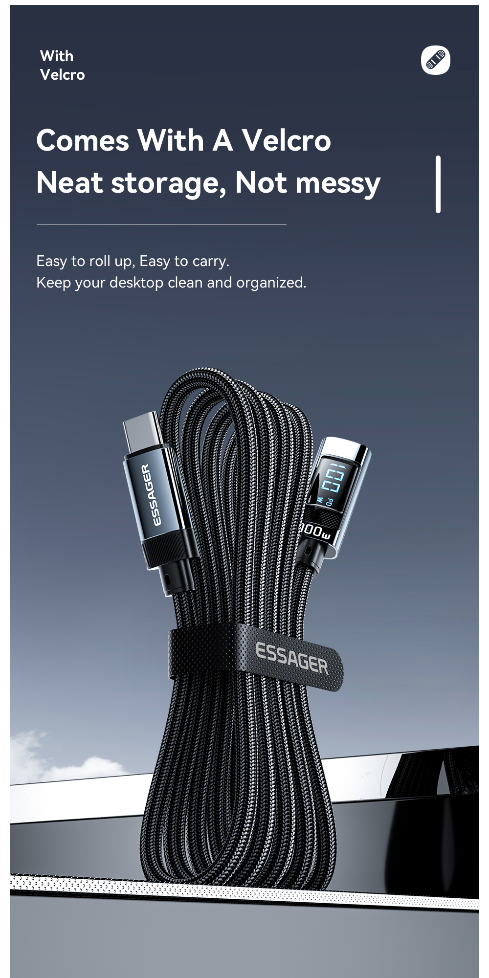 Aluminum Alloy C-C USB C To C Charging Cable 100W ES-X47 Series 1m 2m