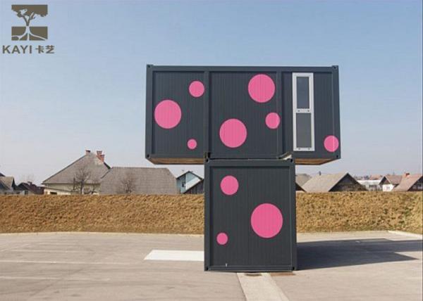 Non - Combustible Flat Pack Container House , Pink And Black Flat Pack Steel