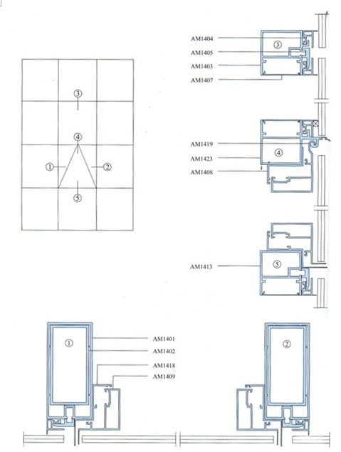 Thin Wall Aluminum Curtain Wall Profile For Construction , Mill Finished