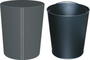 China PULV Hotel Leather Products PU Leather Hotel Trash Bins Round Shape factory