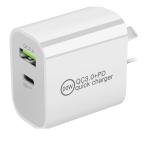 20W Fast Wall Charger, Dual port PD USB C and QC3.0 USB A, Portable Travel USB