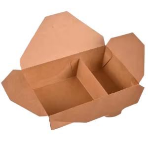 China Takeout Box Restaurant Packaging Double Compartment Paper Box Disposable Paper Takeout Fast Food Container factory