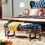 Antique Bedroom Leather Long Footstool Ottoman Bed End Stool Bench