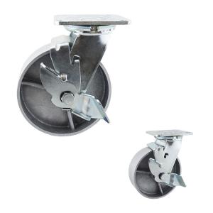 China Top Plate Steel Wheel 280kg Capacity Side Lock 150mm Castor Wheels factory