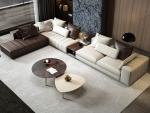Simple Living Room Villa Furniture Fabric Upholstery Surface Walnut Color