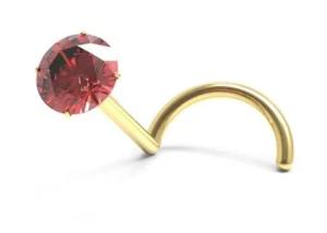 China Screw 18K Gold Nose Piercing With 1.5mm-3mm Natural Garnet Stone factory