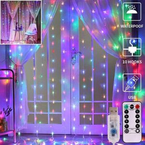300 Leds Multicolor Fairy Lights Window Curtain String Lights With Remote