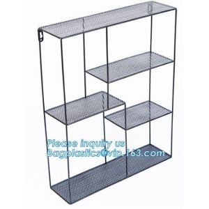 Metal Wire 3 Tier Wall Mounted Kitchen Fruit Produce Bin Rack / Bathroom Towel