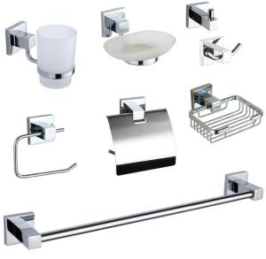China OEM Stainless Steel Bathroom Hardware Set Towel Bar And Toilet Paper Holder factory