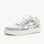 Custom Women Leather Sneaker Round Toe Canvas Denim Sneakers