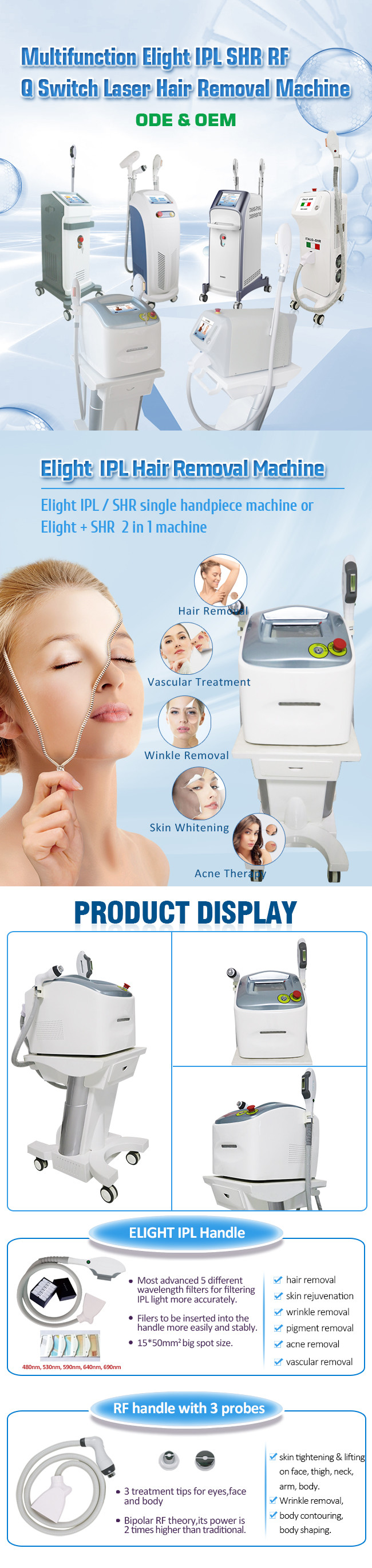50J/Cm2 10MHz Full Body Ipl Hair Removal Device For Face And Body