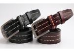 Custom Logo Dark Brown Leather Mens Casual Belts For Jeans Colorful Stitching