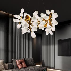 China All Copper High End Pendant Lights Stamping White Alabaster Hanging Light Fixtures factory