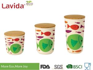 China Multipurpose Bamboo Fiber Round Storage Boxes Non - Toxic Tasteless Phthalate Free factory