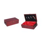 Satin Cloth Interior 2 Bottle Wooden Wine Box For Custom Cherry Color