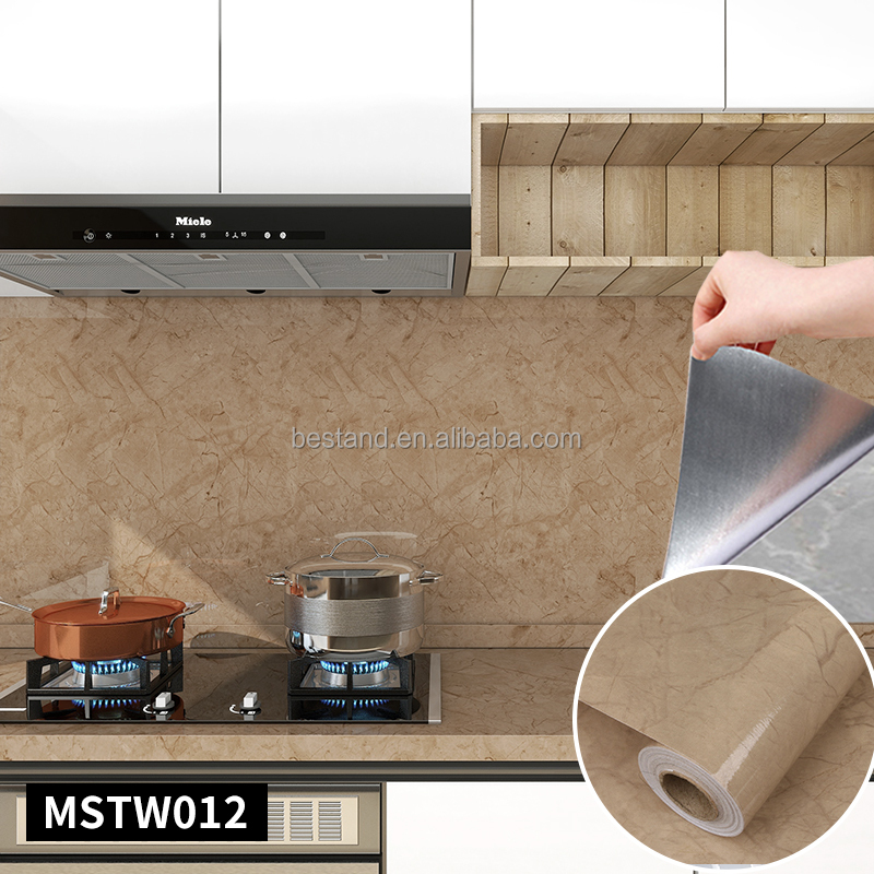 Add a Touch of Elegance to Your Kitchen with Marble Wallpaper Roll size 60cm*10m Oil-proof and Affordable