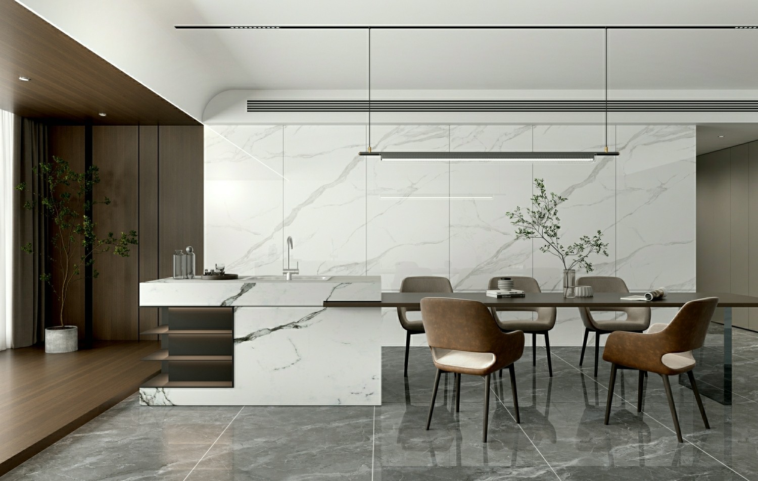 Indoor Floor W.A 0.5% No Fade 900x1800x9mm Polished Glazed Porcelain Tile For House Bedroom