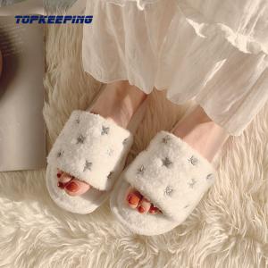 China 1D0012 Bulk Woman Fluffy Fur Slide Slipper With Strap For Lady factory