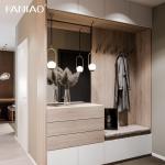 Custom Hotel Room Armoire Open Storage Wardrobe Wooden Closet Design With Mirror