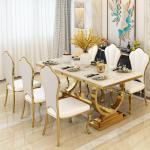 Contemporary Stainless Steel Marble Dining Table For Modern Homes