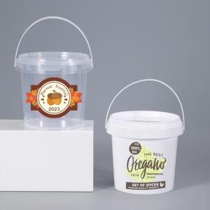 China Food Grade PP Beverage Fruit Milk Tea Plastic Bucket Container with Lids and Handle factory