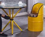 Industrial Style Oil Drum Dining Chair Barrel Leisure Leather Chair With