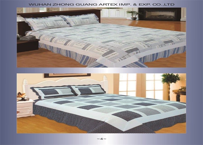 Comfotable Quilt Bedding Set , Cotton Comforter Sets Border In Wave Or Straight