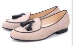 Suede Tassel Mens Velvet Slippers , Banquet Smoking Mens Slip On Loafers