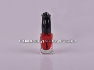 China uv coating shiny black flower shape nail polish cap13ml nail polish bottle flat brush nail polish packaging factory