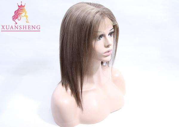 12''-26'' Accept Custom Virgin Hair Wigs , Light Brown Soft Natural Straight