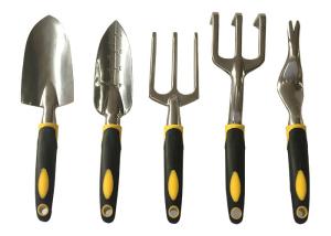 China 5 Piece Set Garden Hand Tools Aluminum Construction With Rubber Grip Handle factory