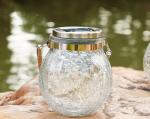 Crackle LED Solar Lights Patio Glass Hanging Lights Wishing Christmas Mason Jar