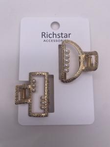 China Plain Metal Hair Claw Clips with Fashionable Pearl in Matte Finish factory