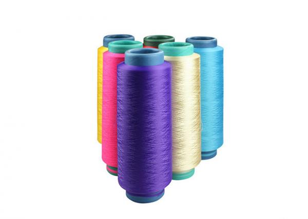 Green Draw Texturing Yarn , Polyester Dyed Core Spun Yarn Heat Resistance