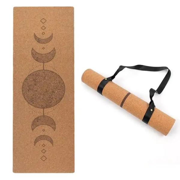 Eco Friendly Cork Alignment Yoga Mat and Block Set Custom Print Rubber Large