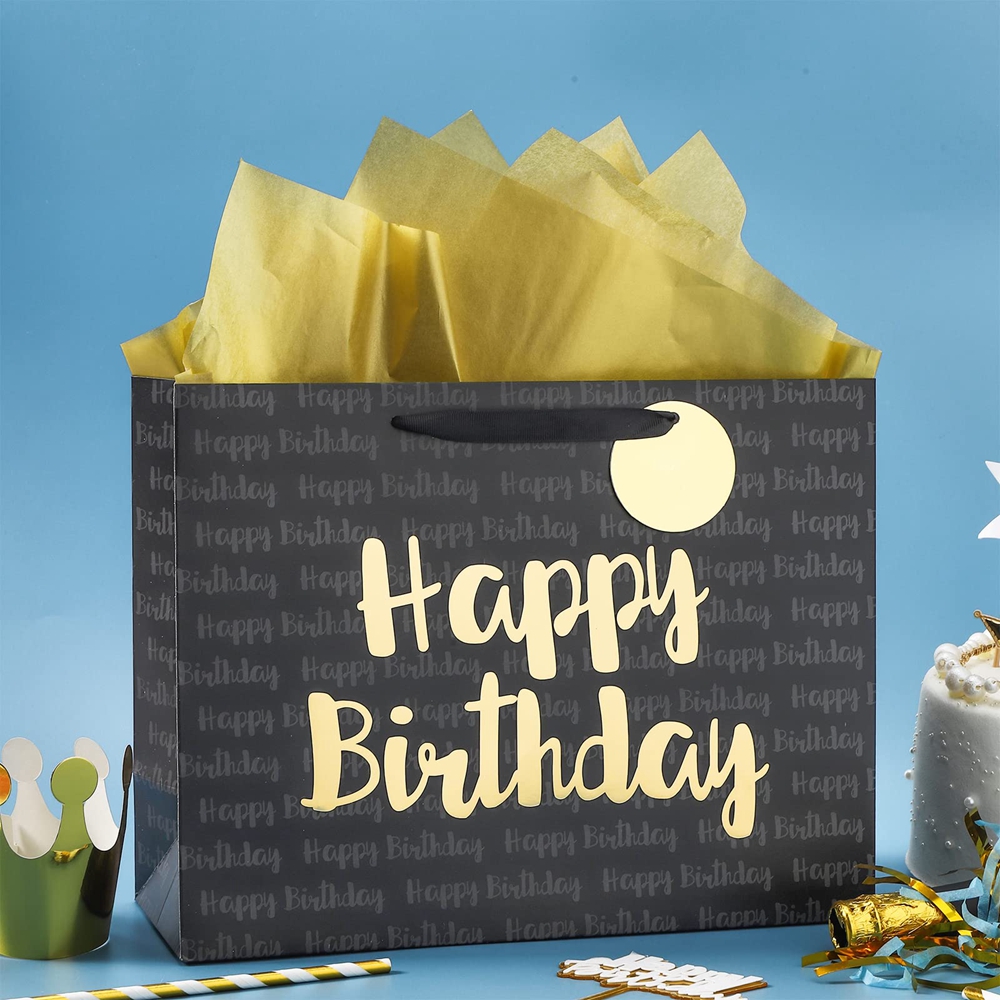 Zhejiang 's Gravure Printing Ivory Board Paper Bag Affordable Happy Birthday Souvenir