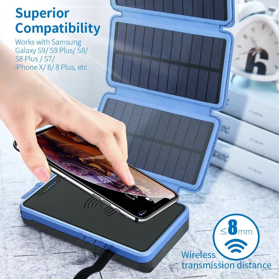 High Capacity 50000mah Solar Powerbank Foldable Solar Power Bank With LED Light