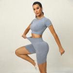 Short-sleeved yoga suit sexy high-waisted abs short-style yoga suit movement