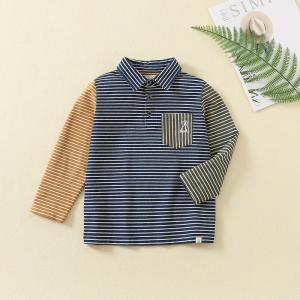 China Wholesale baby boy clothing long sleeve 100% cotton polo t-shirt for kids baby stripe school uniform polo boys t-shirts factory
